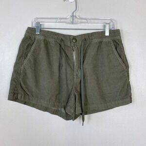 American Eagle High-Waisted Corduroy Sport Short Olive Green Drawstring Medium